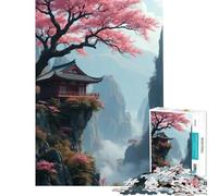 Puzzle da 1000 pezzi per ragazzi tempio giapponese a picco sul mare difficile e impegnativo taglio di precisione giocattolo fai-da-te adatto a partire dai 14 anni 38x26cm
