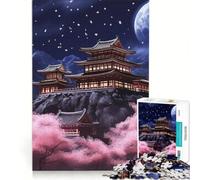 Puzzle da 1000 pezzi per ragazzi, Tempio giapponese al chiaro di luna, gioco rilassante, stimolante da completare, regalo di Natale o compleanno 38x26cm