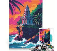 Puzzle da 1000 pezzi per ragazzi tempio tropicale sulla scogliera decorazione murale difficile e stimolante ottimo regalo per gli appassionati di videogiochi 38x52cm