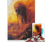 Puzzle da 1000 pezzi per ragazzi Teschio che si scioglie nel fuoco Giochi educativi Assemblaggio di modelli Collezione d'artista Belle arti 38x52cm