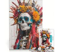 Puzzle da 1000 pezzi per ragazzi teschio con lunga tunica giocattolo fai-da-te migliora la memoria con pezzi ad incastro di forma casuale 38x52cm