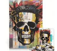 Puzzle da 1000 pezzi per ragazzi, teschio in stile Basquiat, giochi rilassanti, attività divertenti da fare a casa, compleanni e occasioni speciali 50x75cm