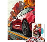 Puzzle da 1000 pezzi per ragazzi Tesla rossa su strada tortuosa gioco rilassante ed educativo sfida regalo di compleanno analisi e logica (dimensioni 38x26cm)