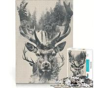 Puzzle da 1000 pezzi per ragazzi: testa di cervo nella natura selvaggia, gioco educativo, attività divertenti da fare in casa, per rafforzare l'amore tra le coppie 38x52cm