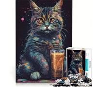 Puzzle da 1000 pezzi per ragazzi "The Asheera Cat Coffee" gioco educativo allena la mente e le mani collezione d'artista belle arti 38x52cm