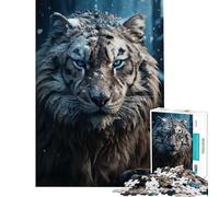 Puzzle da 1000 pezzi per ragazzi tigre bianca nella neve divertimento a casa regalo di compleanno gioco impossibile per ragazzi dai 14 anni in su (38x26cm)