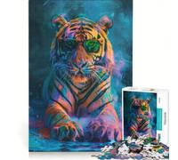 Puzzle da 1000 pezzi per ragazzi Tigre dipinta con colori vivaci Gioco educativo Allena la mente e la mano Collezione d'artista Belle Arti 50x75cm