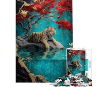 Puzzle da 1000 pezzi per ragazzi Tigre in riva all'acqua Puzzle fai da te per ragazzi Giocattolo per le vacanze a casa Tempo libero Interazione genitore-figlio (dimensioni 38x52cm)