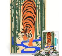 Puzzle da 1000 pezzi per ragazzi tigre nella foresta di bambù giocattolo decorativo da parete regalo di compleanno adatto per la decorazione della scrivania 38x52cm