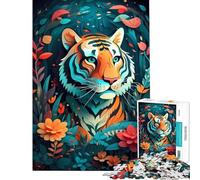 Puzzle da 1000 pezzi per ragazzi tigre nella foresta magica puzzle da 1000 pezzi decorazione per la casa giocattolo modello da assemblare offerta regalo per tutta la famiglia (50x75cm)