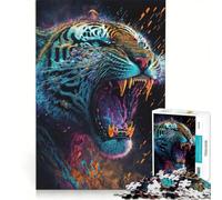 Puzzle da 1000 pezzi per ragazzi Tigri dal ruggito brillante gioco impossibile interazione genitore-figlio gioco stimolante regalo 50x75cm