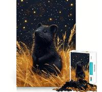 Puzzle da 1000 pezzi per ragazzi,Topolino nero in un campo dorato,con incastri lisci,divertente,gioco di logica,regalo,gioco rilassante,arte per il tempo libero natalizio 38x52cm