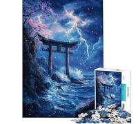 Puzzle da 1000 pezzi per ragazzi Torii tempestoso in riva al mare puzzle per ragazzi migliora la memoria lista dei desideri con Babbo Natale ottimo regalo per i giocatori 50x75cm