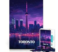 Puzzle da 1000 pezzi per ragazzi, Toronto, Canada, skyline di notte, disegno dai bordi precisi, allenamento mentale, gioco divertente e tranquillo, regalo di compleanno (38x52cm)