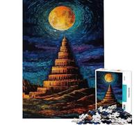 Puzzle da 1000 pezzi per ragazzi Torre di Babele sotto la luna piena ideale per compleanni e Natale Un'opera d'arte per tutta la famiglia adatto a partire dai 14 anni (38x52cm)