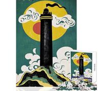 Puzzle da 1000 pezzi per ragazzi Torre sulla collina con luna e nuvole gioco educativo per migliorare la memoria giocattolo didattico rilassante per lo sviluppo intellettuale (38x52cm)