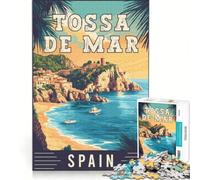 Puzzle da 1000 pezzi per ragazzi, Tossa De Mar in Spagna, giochi per famiglie, antistress, regalo per amici e parenti 38x26cm
