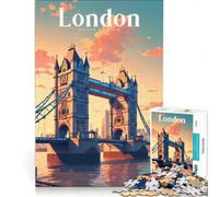 Puzzle da 1000 pezzi per ragazzi: Tower Bridge all'ora d'oro, gioco rilassante, decorazione da parete, ideale per compleanni e Natale 50x75cm
