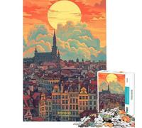 Puzzle da 1000 pezzi per ragazzi tramonto a Bruxelles Belgio Impegnativo da completare migliora la memoria gioco pratico per ragazzi dai 14 anni in su (38x26cm)
