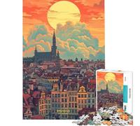 Puzzle da 1000 pezzi per ragazzi tramonto a Bruxelles Belgio Stimolante da completare decorazione perfetta gioco rilassante per ragazzi dai 14 anni in su (38x52cm)