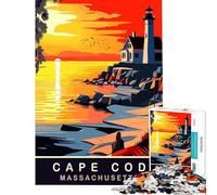 Puzzle da 1000 pezzi per ragazzi tramonto a Cape Cod MA giocattolo educativo rilassante per attività in famiglia regalo per donne e uomini (dimensioni 38x52cm)