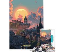Puzzle da 1000 pezzi per ragazzi tramonto a Edimburgo Scozia giocattolo educativo rilassante attività per famiglie regalo per donne e uomini (dimensioni 50x75cm)