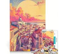 Puzzle da 1000 pezzi per ragazzi tramonto a Lisbona Portogallo gioco educativo rilassante e stimolante sfida unica 38x26cm