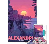 Puzzle da 1000 pezzi per ragazzi tramonto ad Alessandria stimola l'apprendimento e aiuta a sviluppare la memoria Giocattolo educativo da parete Adatto a persone dai 14 anni in su (38x26cm)