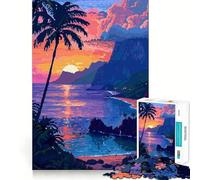Puzzle da 1000 pezzi per ragazzi,tramonto alle Hawaii,pixel art,taglio preciso,divertente gioco di logica,gioco tranquillo,decorazione natalizia,regalo (50x75cm)