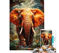 Puzzle da 1000 pezzi per ragazzi tramonto caldo elefante Africa puzzle per ragazzi gioco per famiglie decorazione da parete difficile e stimolante (dimensioni 38x26cm)