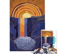 Puzzle da 1000 pezzi per ragazzi tramonto cascata stile Gustav Klimit divertente attività da fare a casa un'opera d'arte fai-da-te per ragazzi dai 14 anni in su (50x75cm)