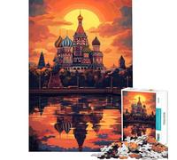 Puzzle da 1000 pezzi per ragazzi Tramonto e riflessi di San Basilio puzzle divertenti per adolescenti taglio di precisione compleanno e Natale (dimensioni 38x26cm)