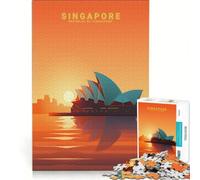 Puzzle da 1000 pezzi per ragazzi tramonto minimalista a Singapore gioco interattivo migliora la memoria compleanno e Natale 38x52cm
