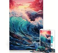 Puzzle da 1000 pezzi per ragazzi, tramonto, onde dell'oceano, bordi precisi, disegno artistico, allenamento mentale, gioco divertente e tranquillo, regalo di compleanno (50x75cm)