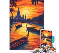 Puzzle da 1000 pezzi per ragazzi tramonto su Bangkok gioco pratico thailandese giocattolo stimolante regalo di compleanno decorazione per la casa (dimensioni 38x26cm)