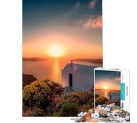 Puzzle da 1000 pezzi per ragazzi tramonto su Santorini Aiuta ad allenare la mente gioco educativo decorazione da parete Adatto a persone dai 14 anni in su (38x26cm)