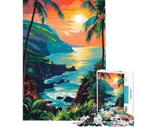 Puzzle da 1000 pezzi per ragazzi tramonto su un'isola tropicale gioco interattivo giocattolo avvincente per coltivare la pazienza regalo di compleanno decorazione per la casa (dimensioni 50x75cm)
