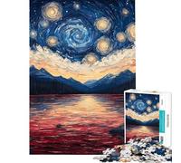 Puzzle da 1000 pezzi per ragazzi tramonto sul lago stellato taglio di precisione interazione genitore-figlio regalo di Natale e compleanno 38x52cm
