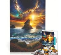 Puzzle da 1000 pezzi per ragazzi: tramonto sul mare con galassia gioco divertente allena la mente e la mano migliora l'amore tra le coppie 50x75cm