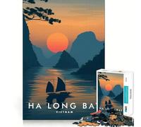 Puzzle da 1000 pezzi per ragazzi,tramonto sulla baia di Ha Long,design finemente intagliato,gioco di logica,regalo,divertimento rilassante,compleanno,divertimento (38x26cm)