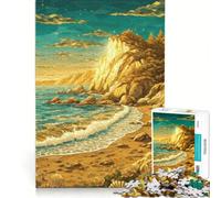 Puzzle da 1000 pezzi per ragazzi, tramonto sulla costa dorata, giochi rilassanti, sfida impegnativa, collezione d'artista, belle arti 38x26cm