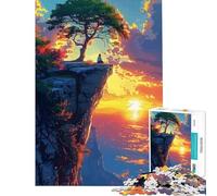Puzzle da 1000 pezzi per ragazzi tramonto sulla scogliera contemplazione gioco educativo sfida gioco rilassante analisi e logica ottimo regalo e giocattolo (dimensioni 38x52cm)