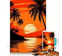 Puzzle da 1000 pezzi per ragazzi, tramonto tropicale con palme, incastro preciso, gioco di abilità mentale, divertimento, svago, Natale, arte per la casa (38x52cm)