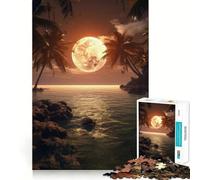 Puzzle da 1000 pezzi per ragazzi, tramonto tropicale con palme, taglio preciso, disegno artistico, gioco divertente, relax, regalo di compleanno (50x75cm)