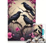 Puzzle da 1000 pezzi per ragazzi: Tre corvi su un roseto gioco educativo regalo di compleanno compleanno e Natale 50x75cm