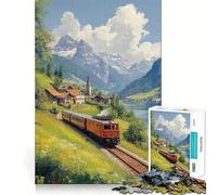 Puzzle da 1000 pezzi per ragazzi Treno attraverso le Alpi svizzere, decorazione per incastri precisi, gioco per esercizi mentali, gioco per il tempo libero, regalo di Natale divertente (38x26cm)