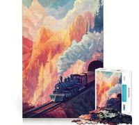 Puzzle da 1000 pezzi per ragazzi Treno attraverso le montagne, disegno tridimensionale, gioco cognitivo, regalo per momenti di relax, decorazione natalizia (38x26cm)