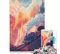 Puzzle da 1000 pezzi per ragazzi: Treno attraverso le montagne gioco educativo allena la mente e le mani collezione d'artista belle arti 38x52cm