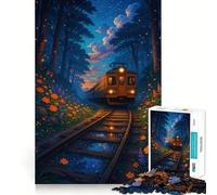 Puzzle da 1000 pezzi per ragazzi Treno attraverso una foresta floreale incantata Gioco di incastro preciso stimola la mente stimola il tempo libero crea un'atmosfera natalizia e decora la casa