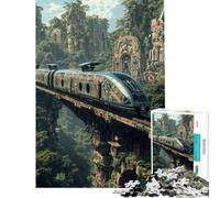 Puzzle da 1000 pezzi per ragazzi: Treno nella giungla puzzle per adulti rompicapo un'opera d'arte regalo di Natale o di compleanno (dimensioni 50x75cm)